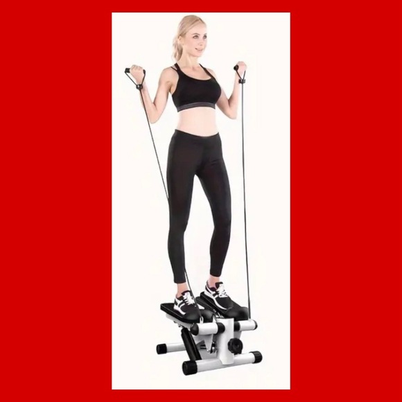 WHITE Hydraulic Fitness Stepper With LcD Monitor & Resistance Bands - Picture 8 of 8